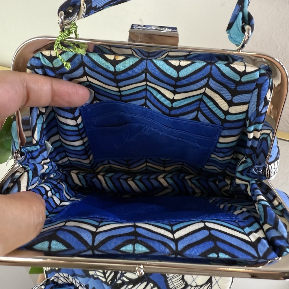 NEW VERA BRADLEY Blue Bayou Snap On kiss lock, Purse, Crossbody Removable Strap - Picture 6 of 16